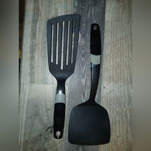 Set Of Kenmore Large Vinyl Spatulas Angled Slotted Flipper Turner Utensil